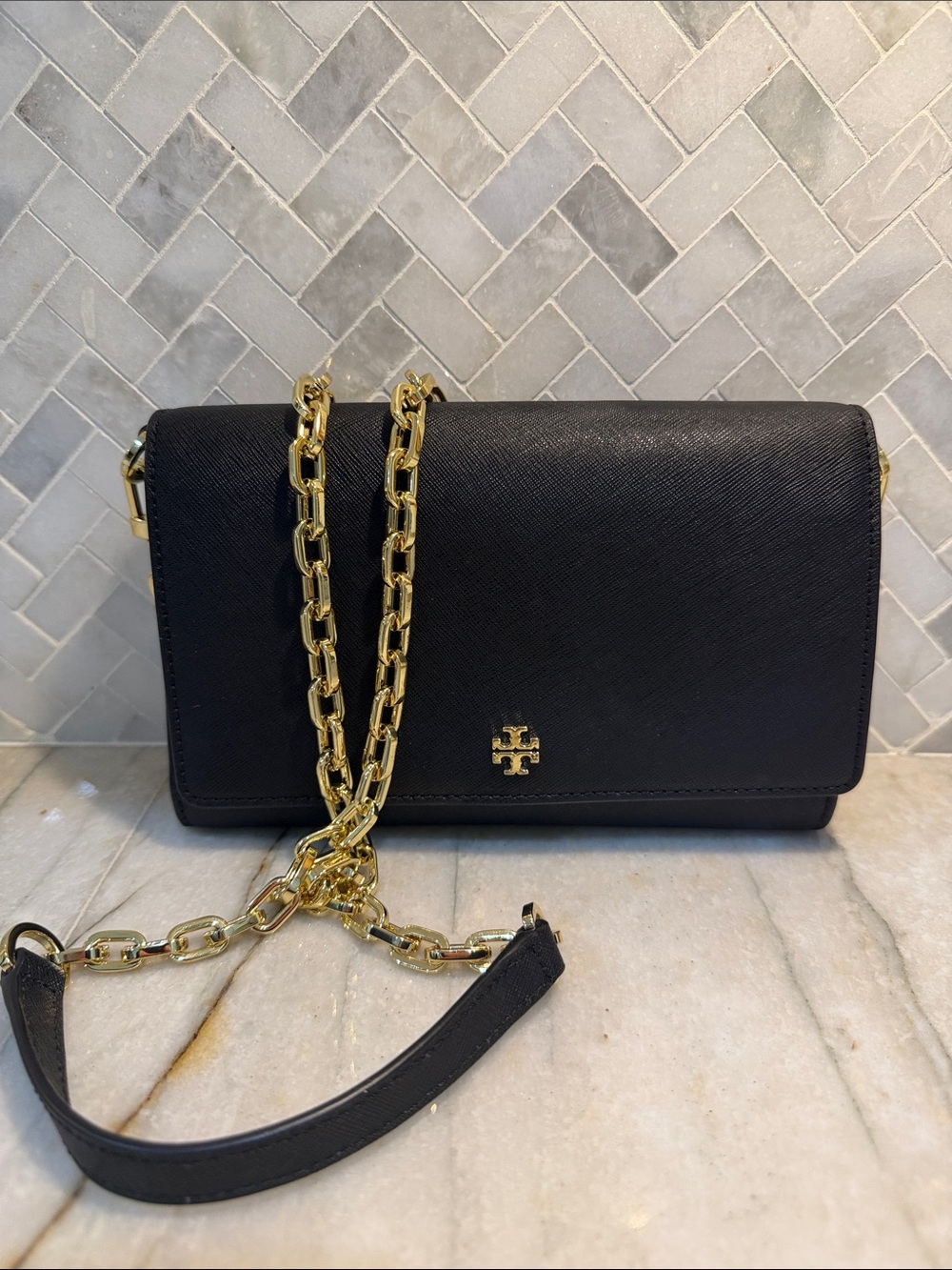 Tory Burch Black Emerson Chain Wallet Crossbody